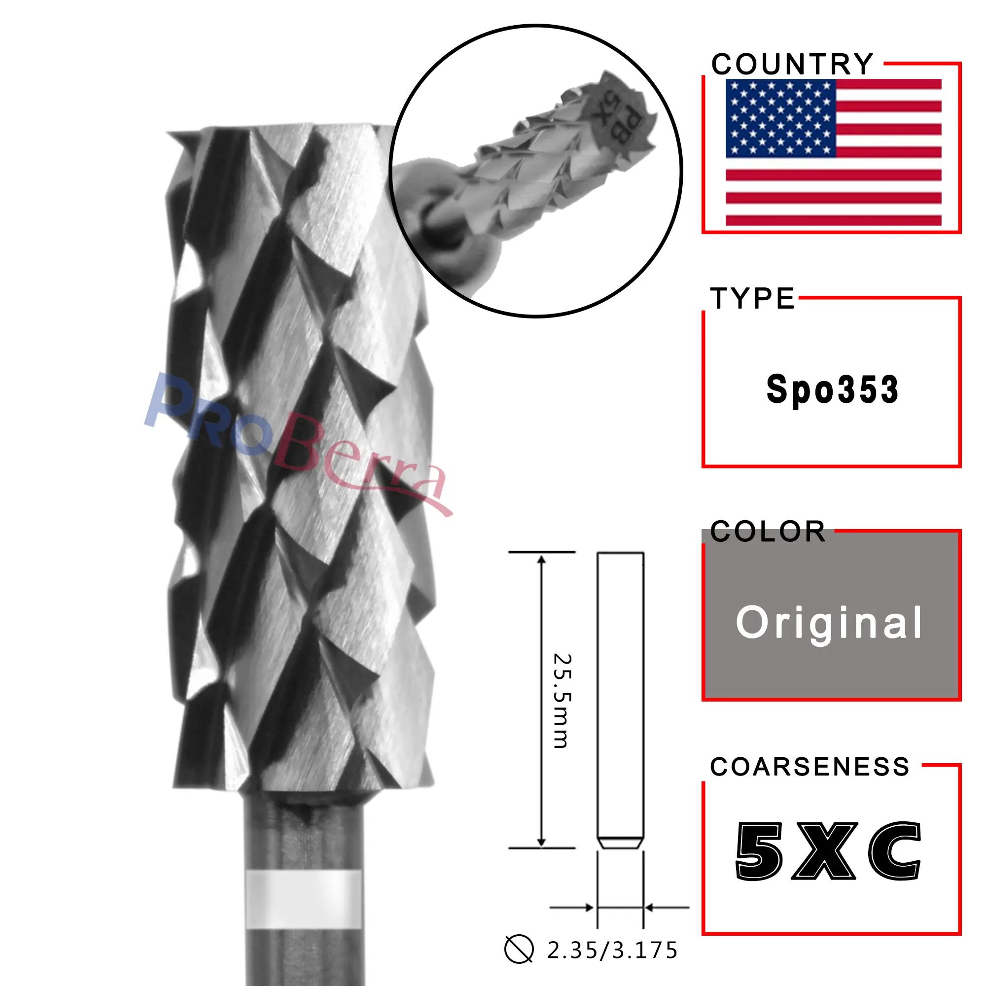 RolinStar 5.35 Small barrel Original  steel Carbide Manicure Nail drill bit File Accessories Pedicure Rotate Burr