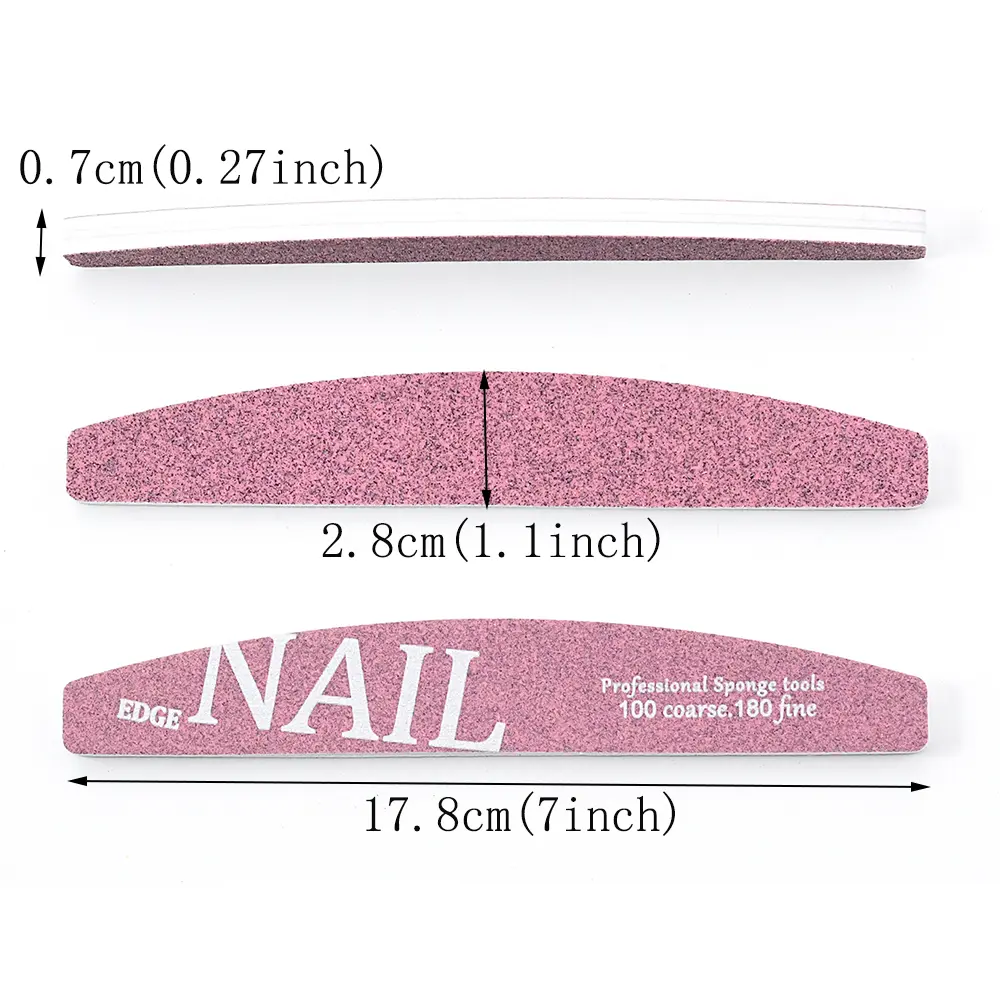 1Pcs Thickened Design Nail Files 100/180 Grit Double-Sided Dual-Abrasive Surfaces Pink Nail Art DIY Manicure Soft Skin Friendly