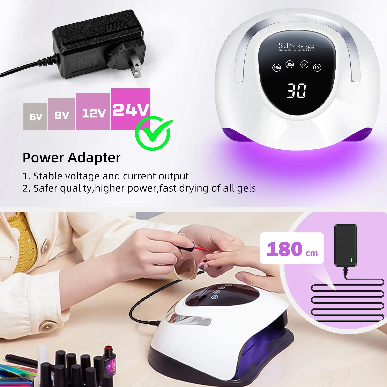 220W LED UV Light Dryer for Nails Gel Polish with 57 Lamp Beads 4 Timer Setting & LCD Touch Display Screen