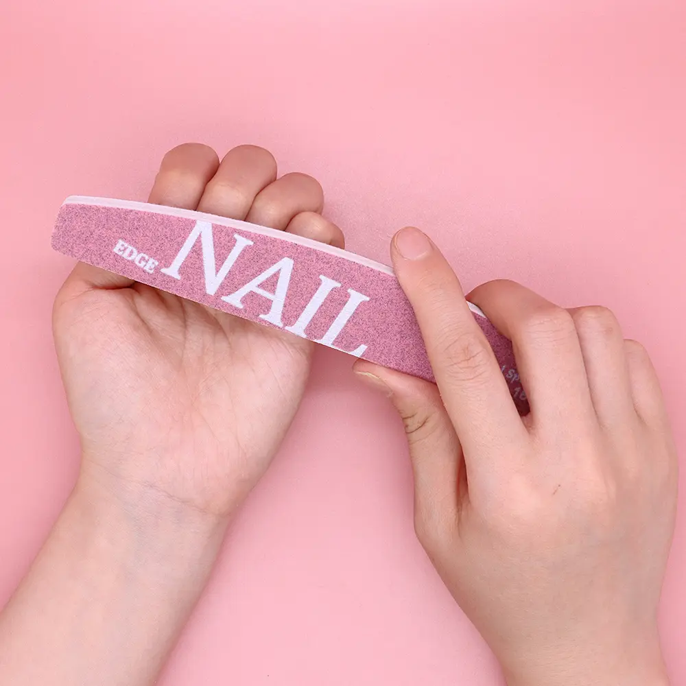 1Pcs Thickened Design Nail Files 100/180 Grit Double-Sided Dual-Abrasive Surfaces Pink Nail Art DIY Manicure Soft Skin Friendly