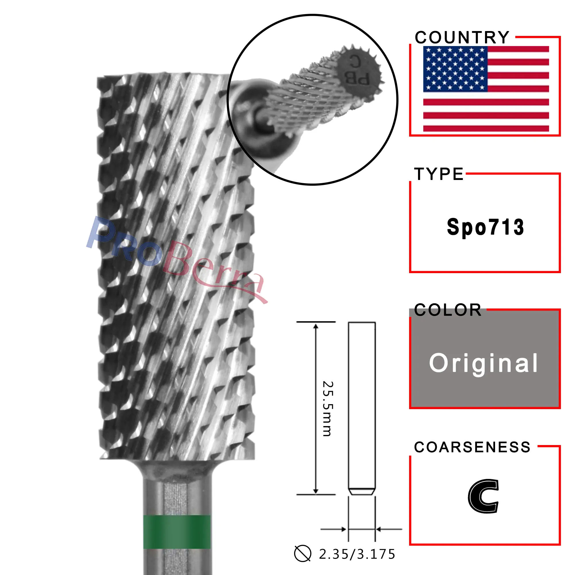 RolinStar 5.35 Small barrel Original  steel Carbide Manicure Nail drill bit File Accessories Pedicure Rotate Burr