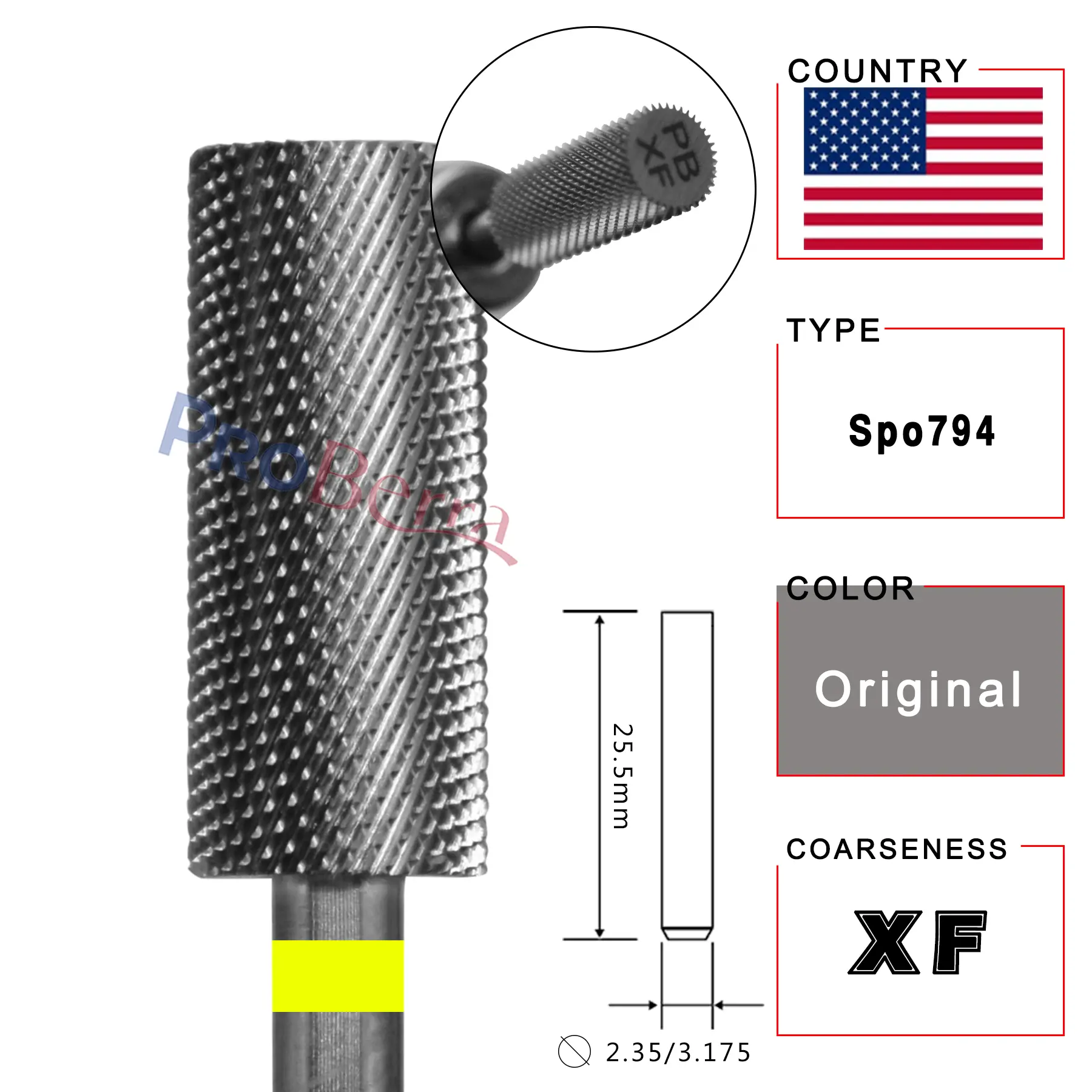RolinStar 5.35 Small barrel Original  steel Carbide Manicure Nail drill bit File Accessories Pedicure Rotate Burr