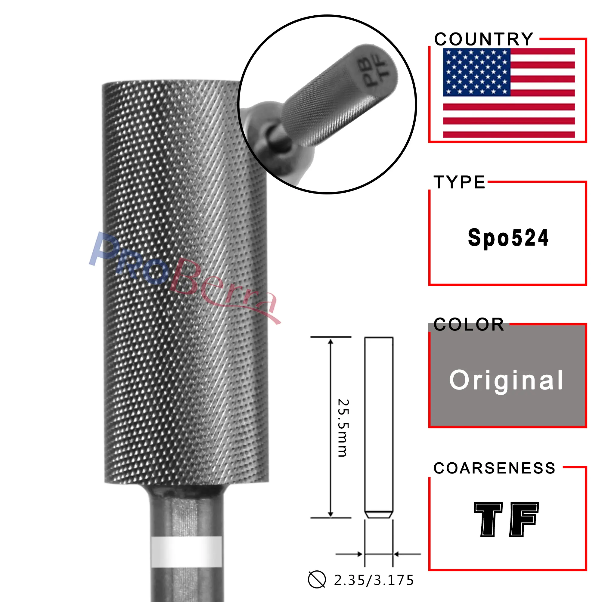 RolinStar 5.35 Small barrel Original  steel Carbide Manicure Nail drill bit File Accessories Pedicure Rotate Burr