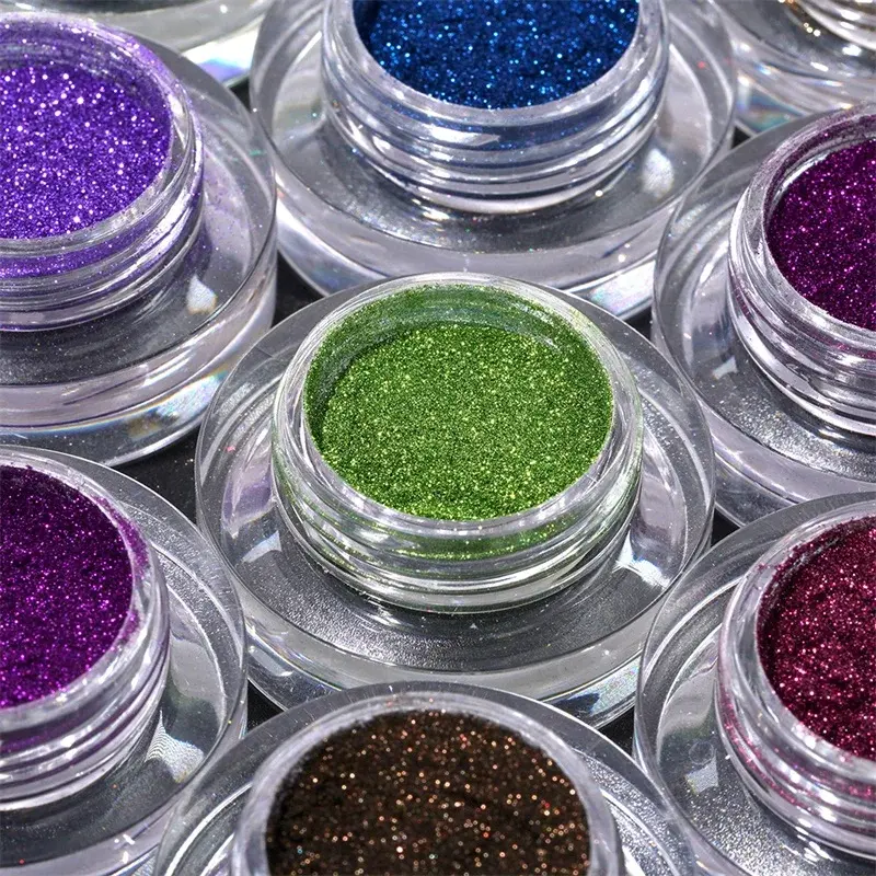 HNDO Chrome Powder Nails Rubbing Glitter Mirror Effect for Professional Manicure Design Colorful Nail Art Metallic Pigment Dust