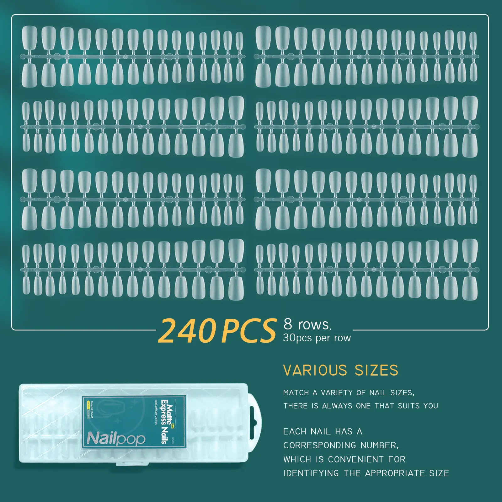 Nailpop 240pcs Matt Nail Capsule Brand New Design Pre-buff Nail Tips for Extension High Matte Express Nails Premium Manicure