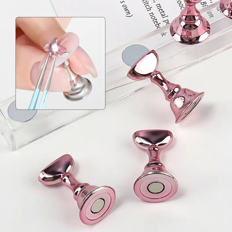Nail Holder False Nail Tip 5pcsPractice Stand Crystal Base Magnetic Holder Nail Art Display For Art Salon DIY & Practice Tools