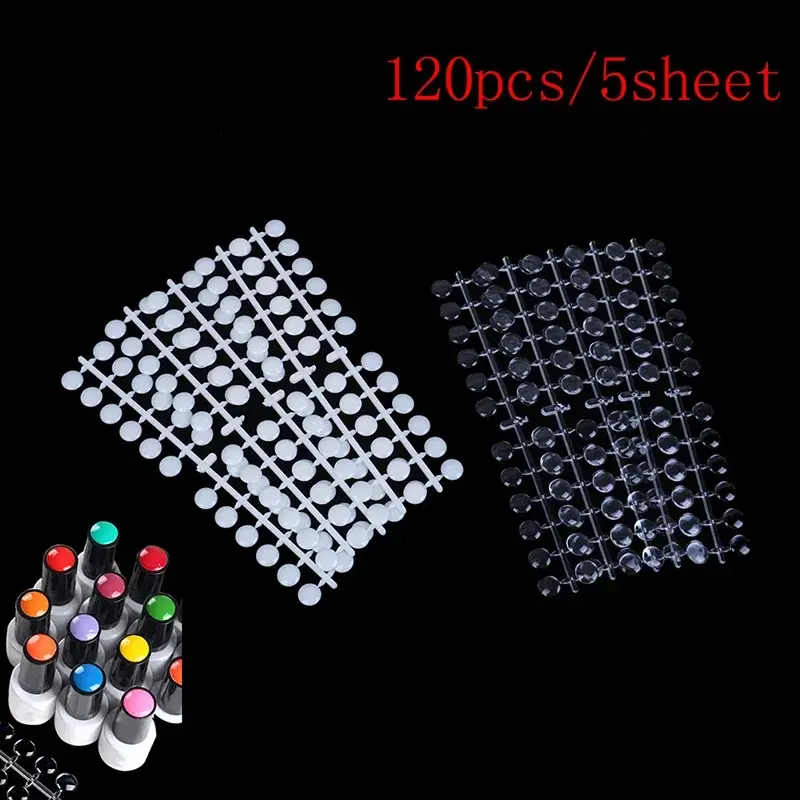 240 Pcs Round False Nail Display Tips Fake Nail Color Chart Nail Swatch Sticks with Adhesive Sticker