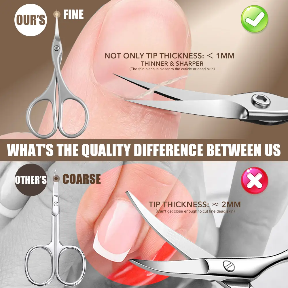 1Pc Cuticle Scissors Stainless Steel Curved Blade Small Scissors Trimming the Fingernails Eyebrow Eyelash Dry Skin Nail Scissors