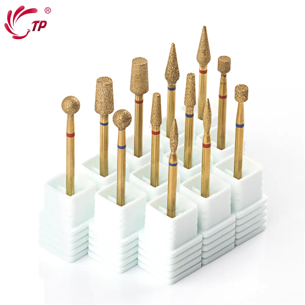 TP 2Pcs/lot Titanium Milling Cutter for Manicure Electric Diamond Nail Drill Bits Cuticle Clean Rotary Burrs Drill Bit Nail Tool