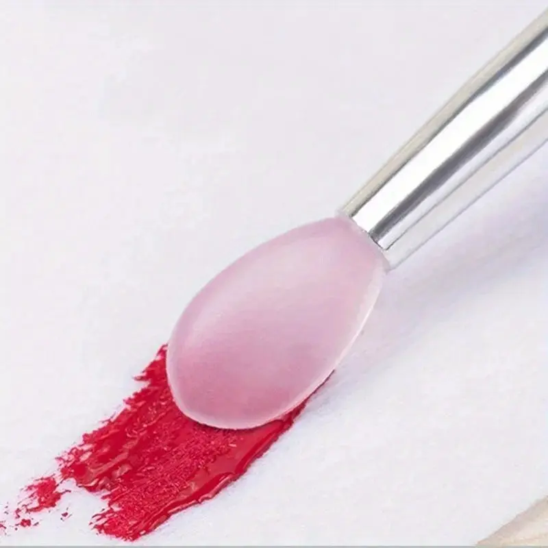 5pcs Multifunctional Nail Art Transparent Silicone Brush, Nail art Silicone Stick, Mirror Glitter Powder Chrome Pigment Applicat