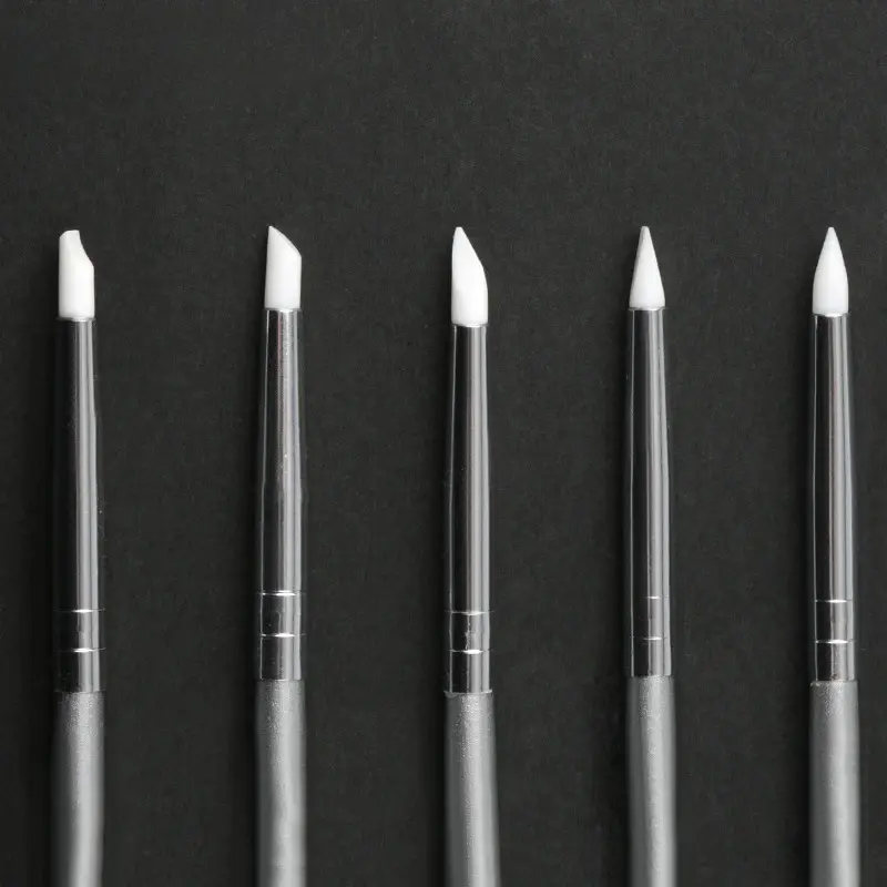 5 Pcs Shaping Silicone Brushes For Modeling Nail Art DIY Tool Silicone Nail Brush Carving Emboss Hollow Pottery Sculpture UV Gel