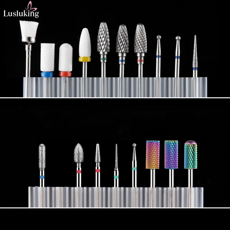 10PCS Tungsten Carbid Nail Drill Bits for Removing Gel Acrylic Nails Diamond Polish Head Nail Care Milling Cutter for Manicuring