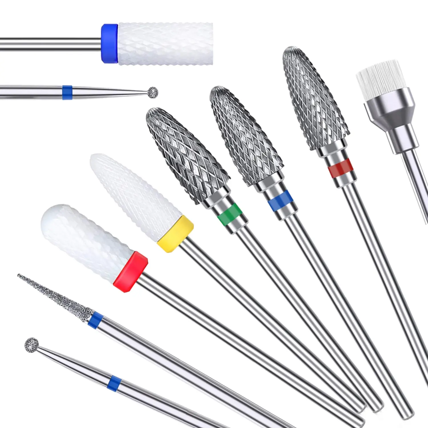 10PCS Tungsten Carbid Nail Drill Bits for Removing Gel Acrylic Nails Diamond Polish Head Nail Care Milling Cutter for Manicuring