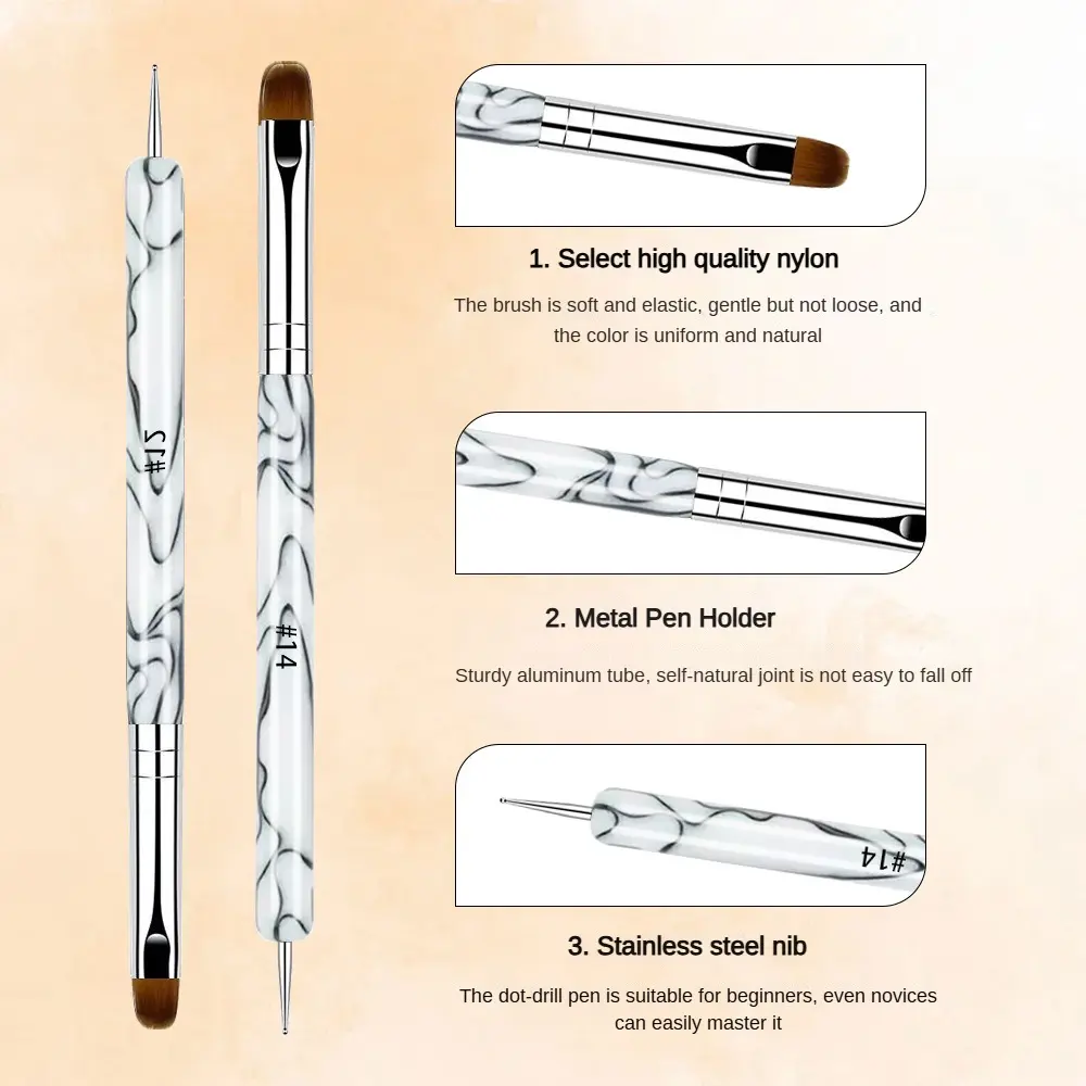 4PCS French Gel Builder Nail Brushes Set - Double-Ended Acrylic Dotting & Nail Art Brushes for Nail Art Design