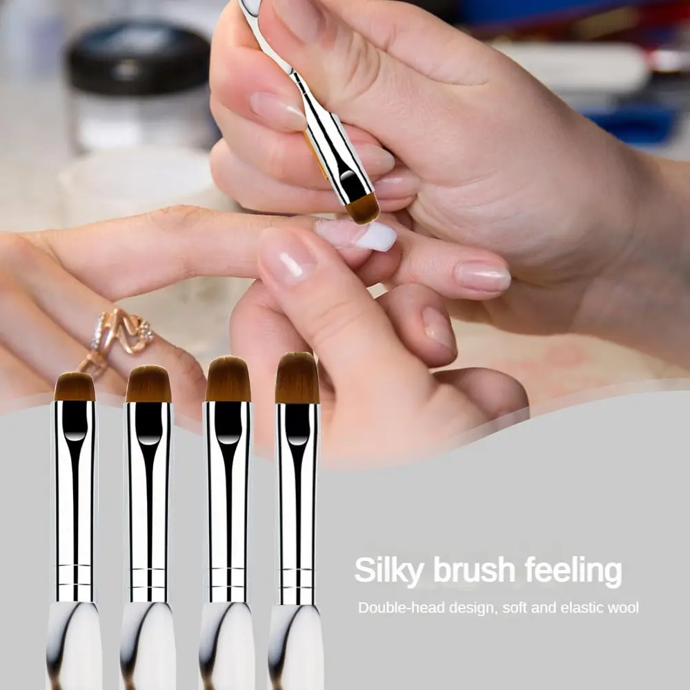 4PCS French Gel Builder Nail Brushes Set - Double-Ended Acrylic Dotting & Nail Art Brushes for Nail Art Design