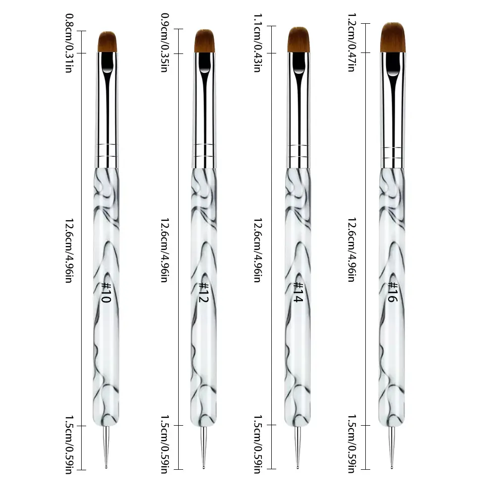 4PCS French Gel Builder Nail Brushes Set - Double-Ended Acrylic Dotting & Nail Art Brushes for Nail Art Design