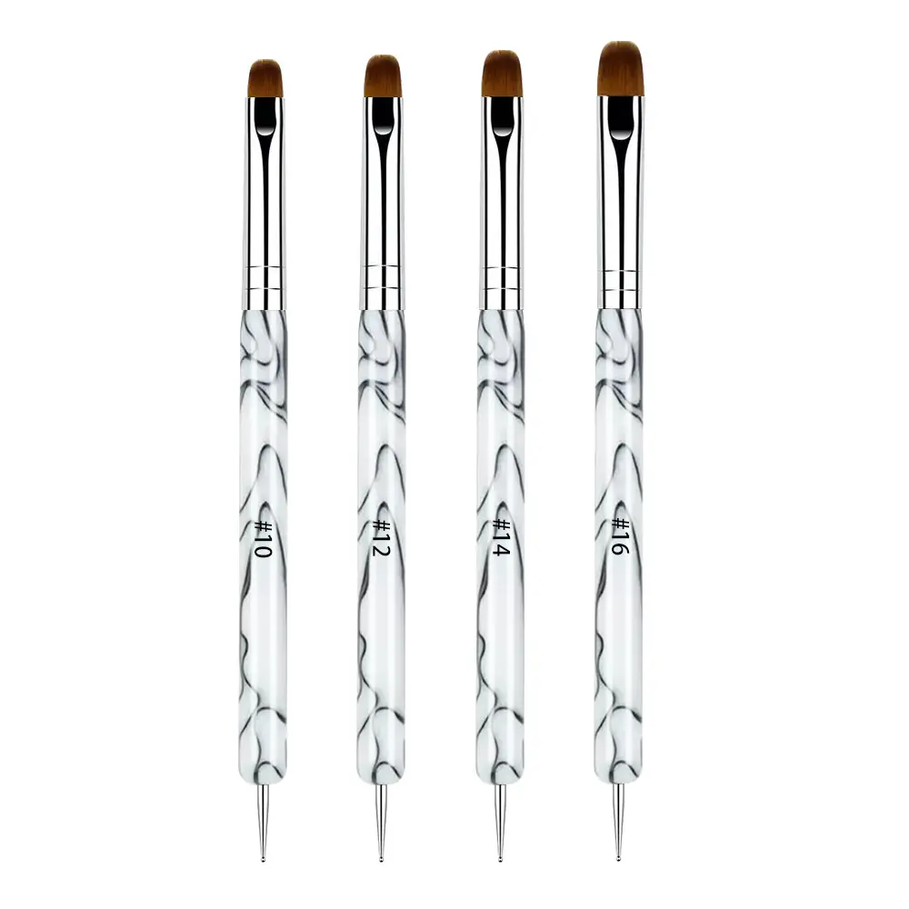 4PCS French Gel Builder Nail Brushes Set - Double-Ended Acrylic Dotting & Nail Art Brushes for Nail Art Design