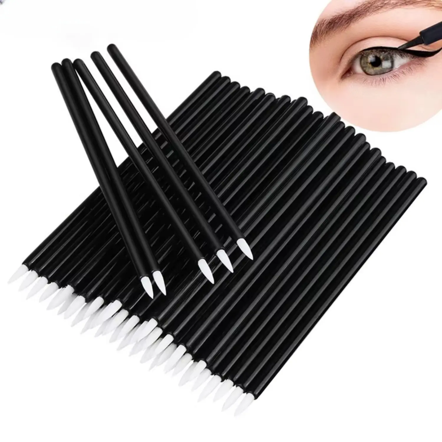 Reusable 50pcs/lot Gel Liner Nail Art Brushes Painting Pen Disposable  Eyeliner Beauty Eyeline Makup Tools