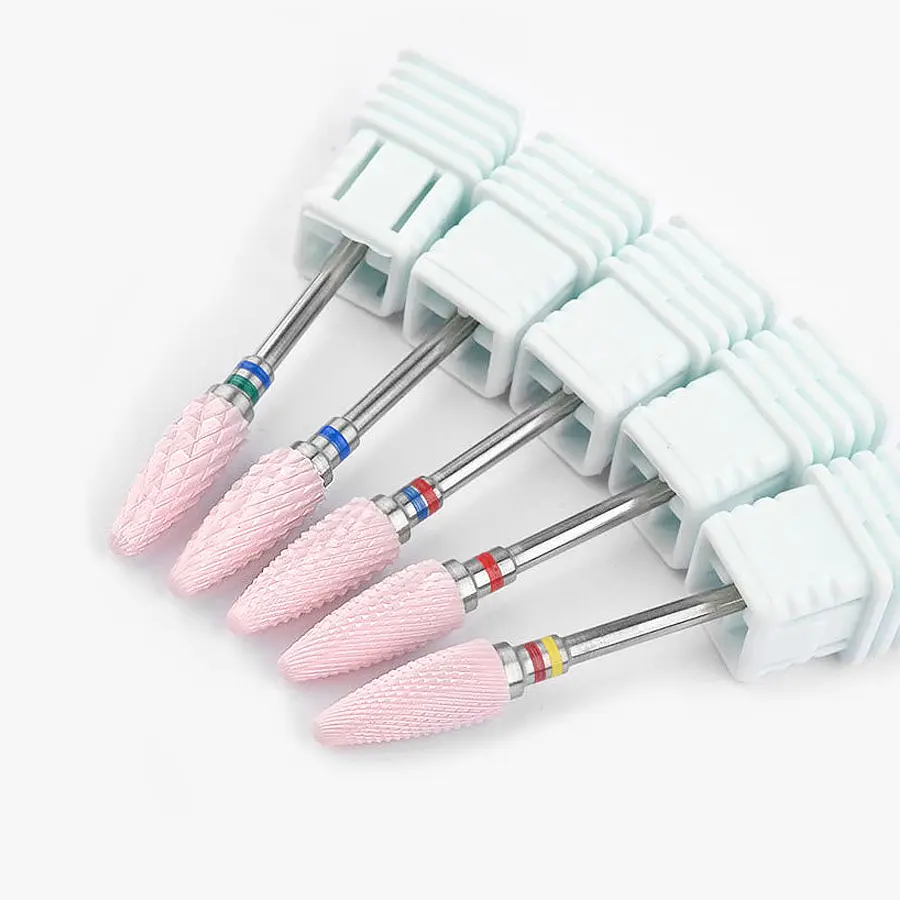 Pink Ceramic Corn Shaped Nail Drill Bit, Grinding Head for Nail Drill Machine for Manicure and Pedicure