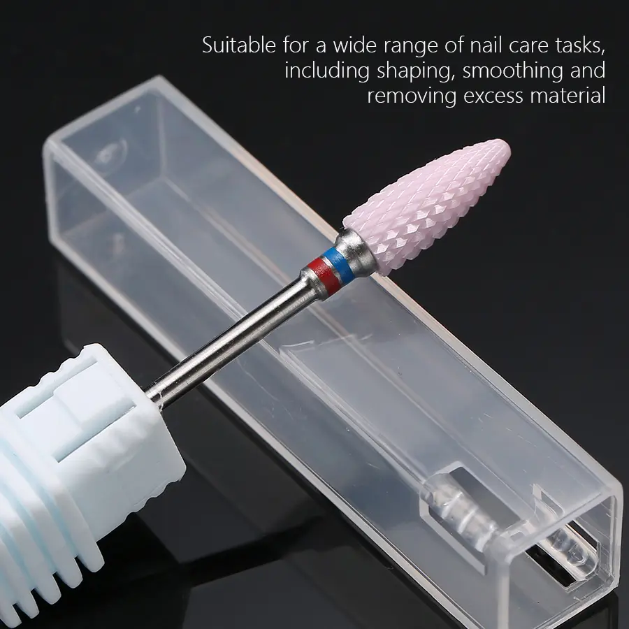 Pink Ceramic Corn Shaped Nail Drill Bit, Grinding Head for Nail Drill Machine for Manicure and Pedicure