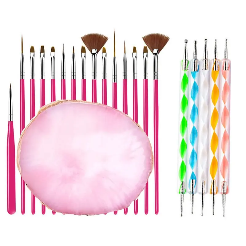 21PCS Professional Nail Art Brush Set Design Tip Acrylic UV Gel Lines Painting Drawing Carving Dotting Pen DIY Manicure Tool