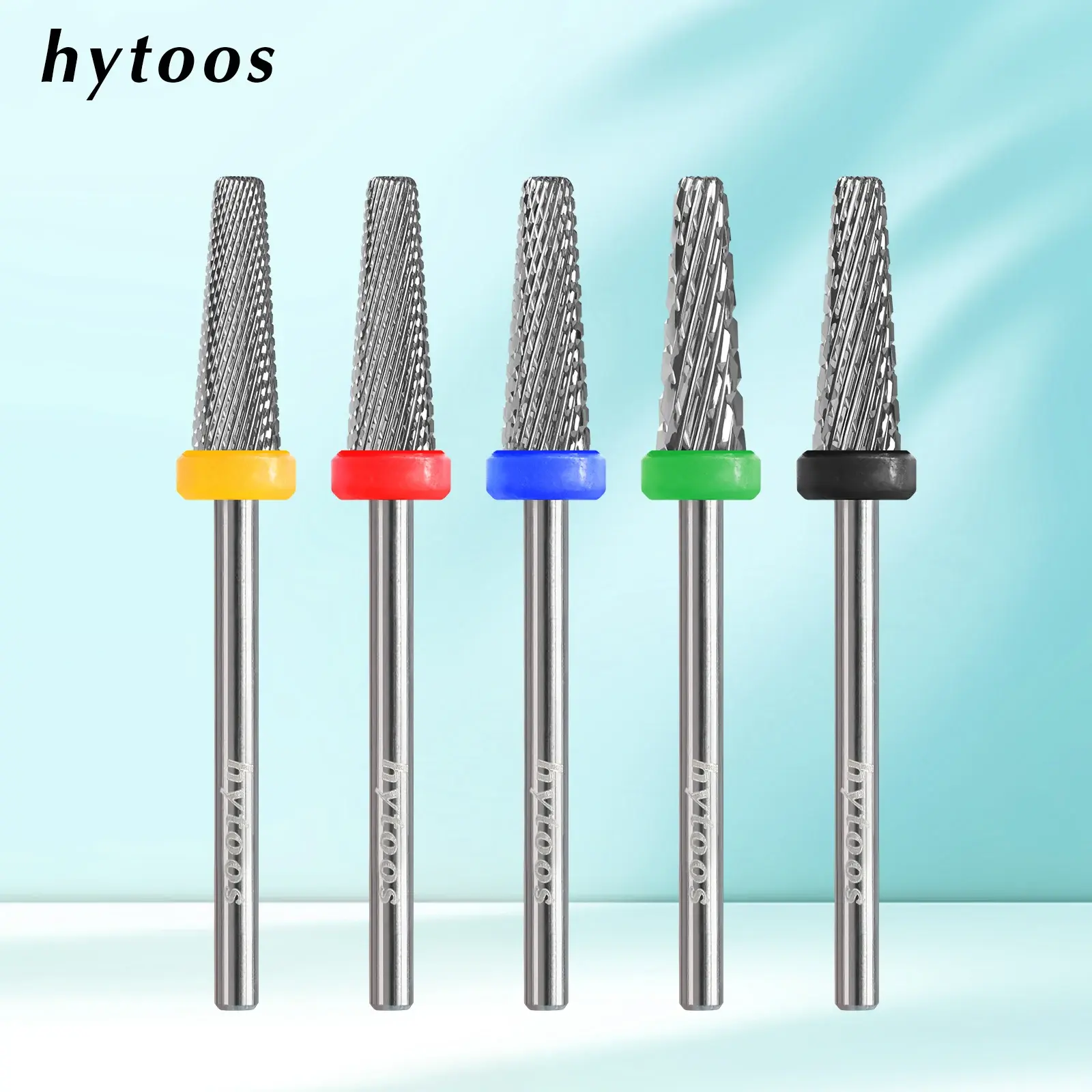 HYTOOS 4mm 5 in 1 Nail Drill Bits Professional Acrylic Carbide Bits Manicure Gel Polish Remover Tool Electric Drills Accessories
