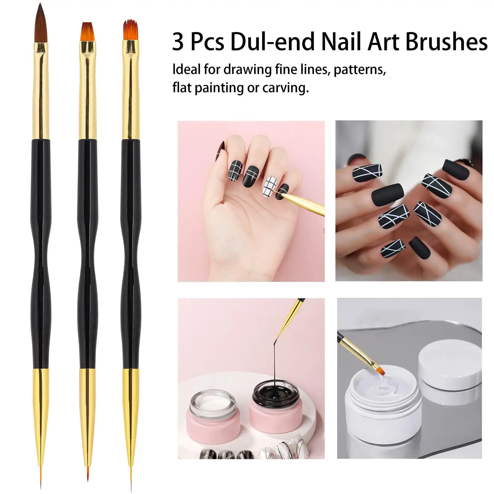 5/36 Pcs Nail art Brush Set Fine Liner Striping Dotting Silicone Tools 3D Gel Pen Acrylic Design Brushes for Home Use