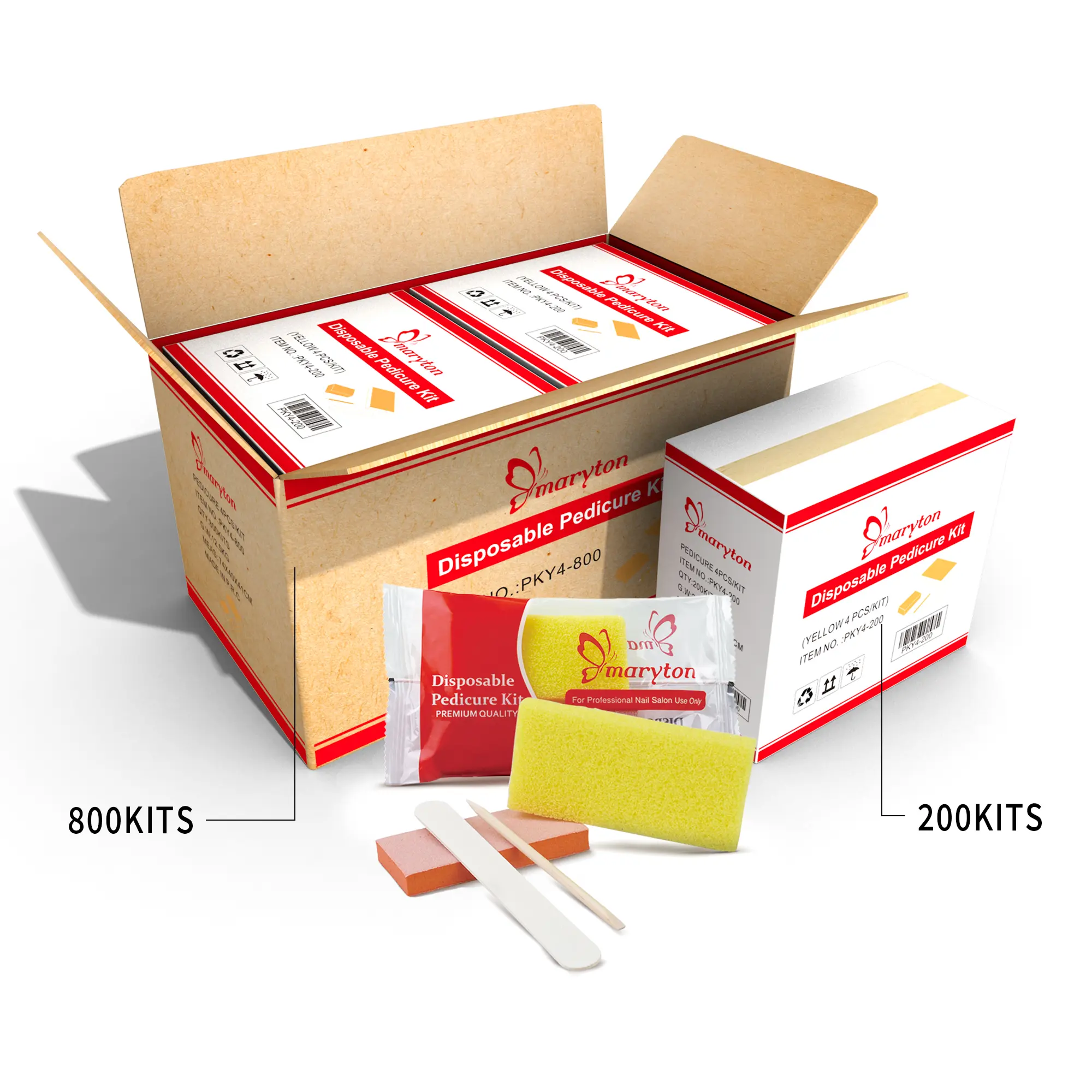 800 Sets/Carton Disposable Pedicure Sets 4Pcs Nail Kits Professional Set File Buffer Sponge Block Manicue Tools