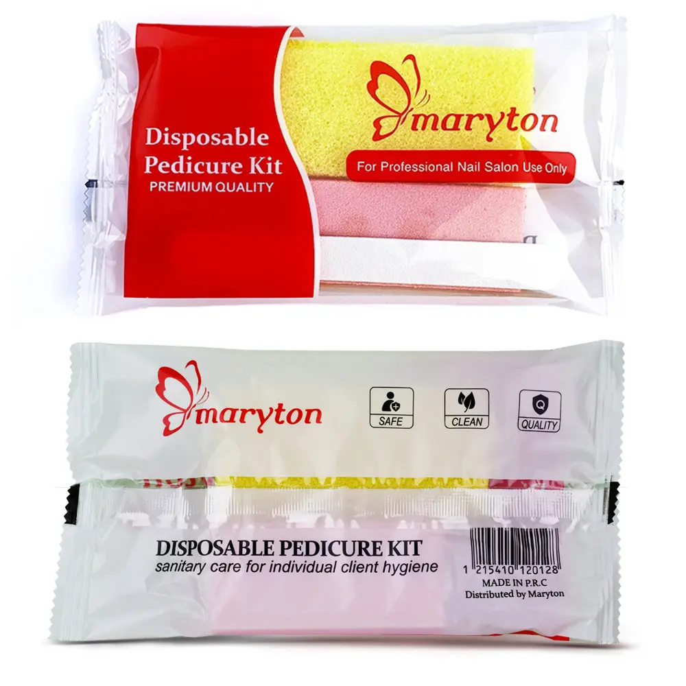 800 Sets/Carton Disposable Pedicure Sets 4Pcs Nail Kits Professional Set File Buffer Sponge Block Manicue Tools