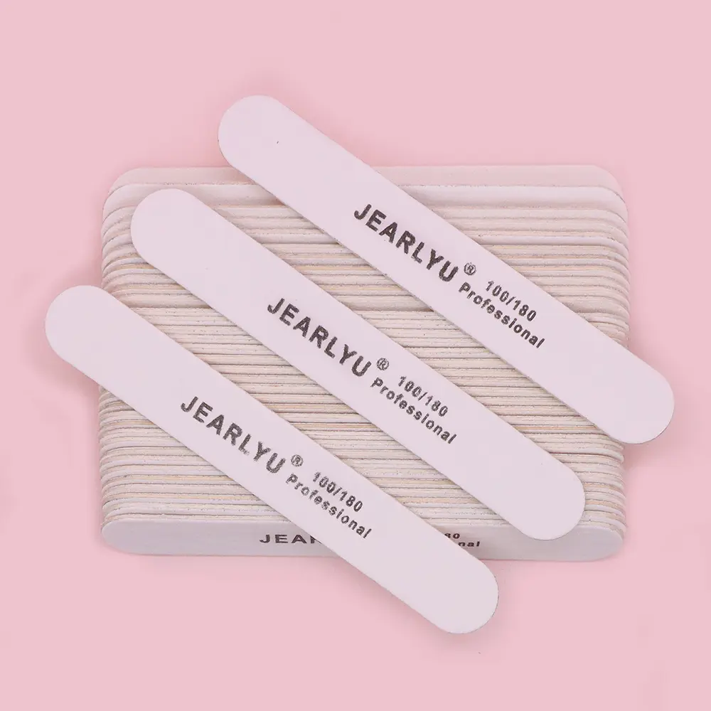 50pcs Grit100/180 Wooden Double Sided Nail File Polishing Sanding Strip for Gel Nail Polish Reusable Salon Home Use Nails
