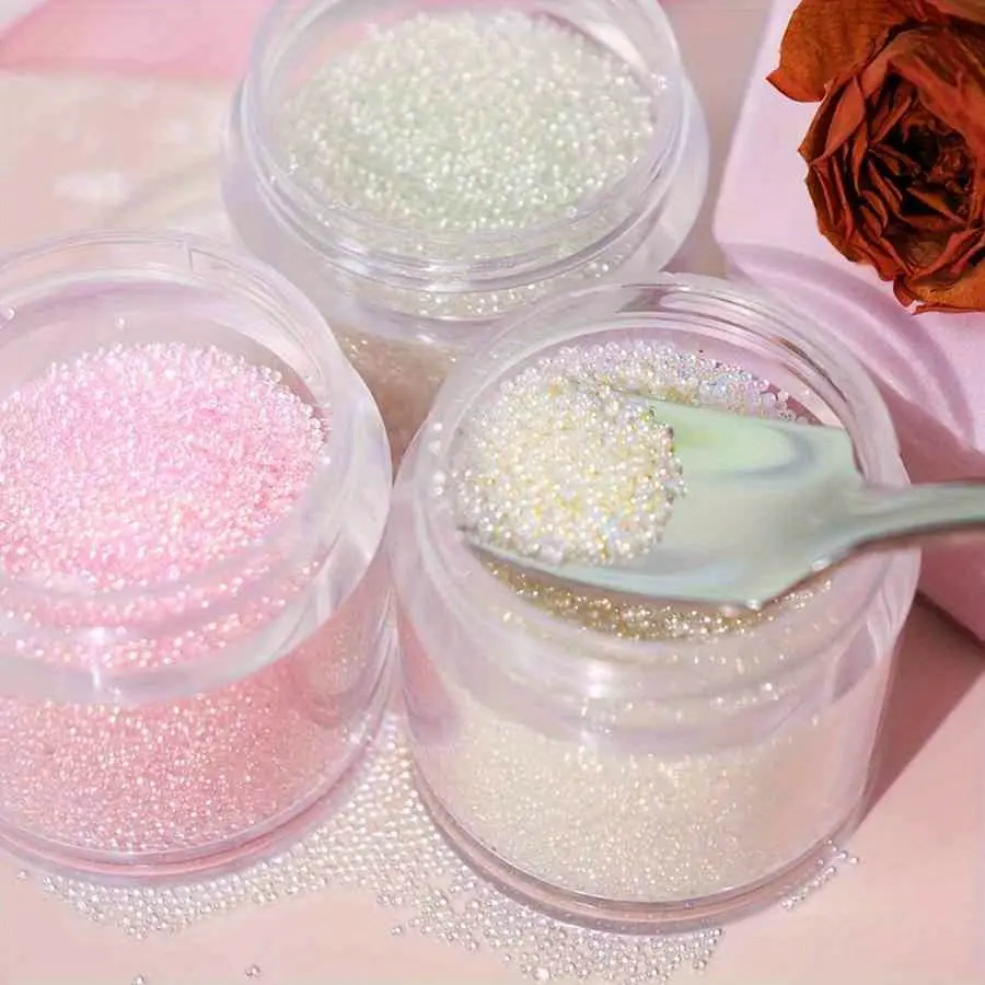 1/2/3Box Nail Art Decoration Caviar Small Beads Glass Rhinestone Nail Charms 3D Clear AB Color Gems Accessories Nail Supplies