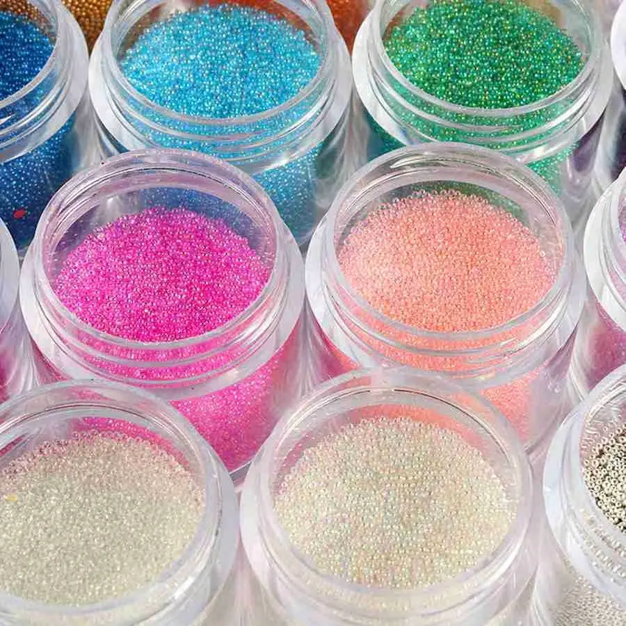 1/2/3Box Nail Art Decoration Caviar Small Beads Glass Rhinestone Nail Charms 3D Clear AB Color Gems Accessories Nail Supplies