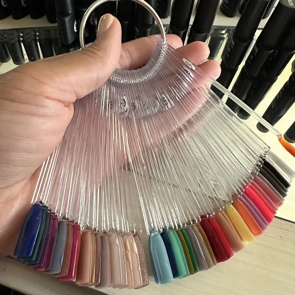 False Nail Tips Clear Natural Black Nail Art Display Acrylic Fan Swatch Gel Nail Polish Showing Shelf DIY Practice Manicure Tool