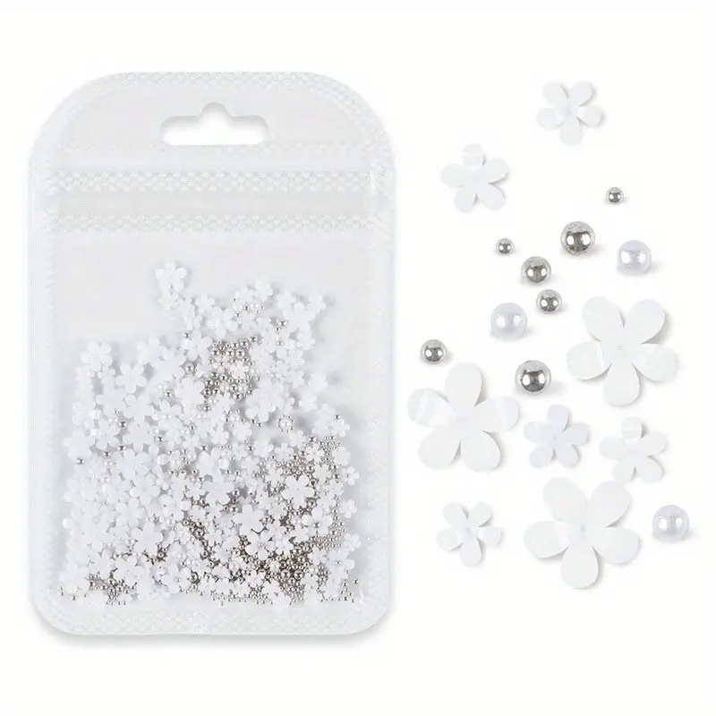 200PCS Resin Flower Nail Art Accessories Five-Petal Flower Rhinestones Nails Charms Decorations Manicure DIY Nail Crafts