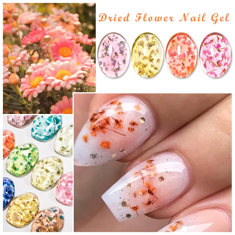 Mtssii Dried Flower Gel Nail Polish Natural Flower Fairy Series Semi Permanent Soak Off UV Nail Gel Painting Nail Art Varnishes