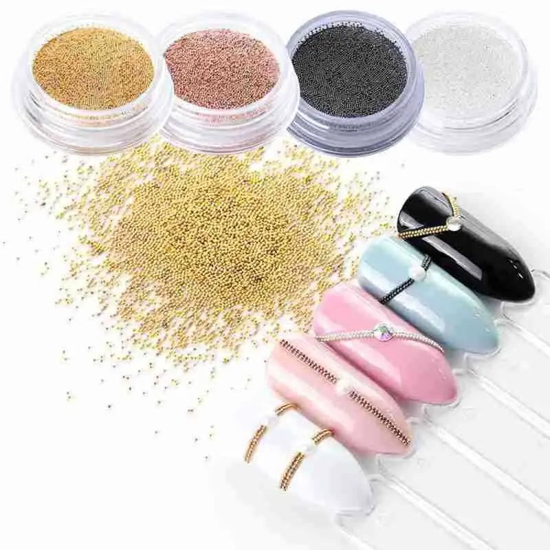 0.4mm Small Stainless Steel Micro Beads For Nail Art Decoration Metal Studded Nails Caviar Bead Silver Gold Grey Accessory