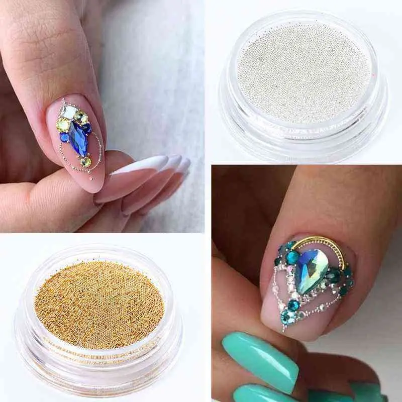 0.4mm Small Stainless Steel Micro Beads For Nail Art Decoration Metal Studded Nails Caviar Bead Silver Gold Grey Accessory