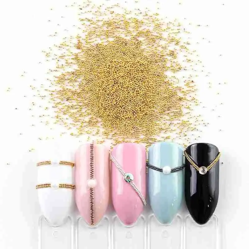 0.4mm Small Stainless Steel Micro Beads For Nail Art Decoration Metal Studded Nails Caviar Bead Silver Gold Grey Accessory