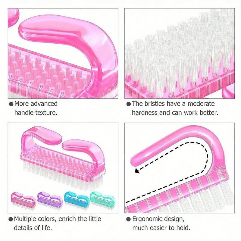 4pcs set of multi-color manicure large nail polish glue horn brush cleaning brush plastic dust brush manicure tools