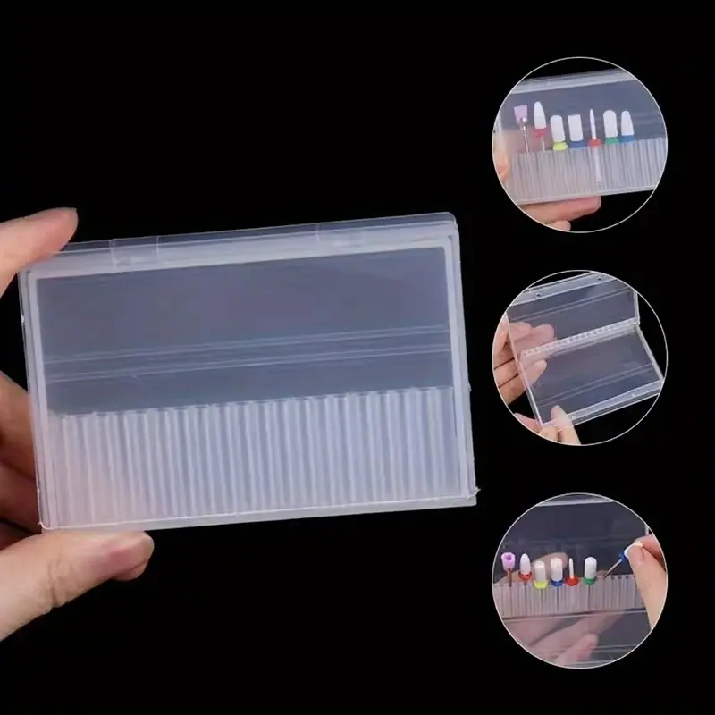 20 Holes Nail Drill Bits Storage Box Nail Grinding Head Holder Stand Display Cleanser Dustproof Cutter Manicure Organizer Stand