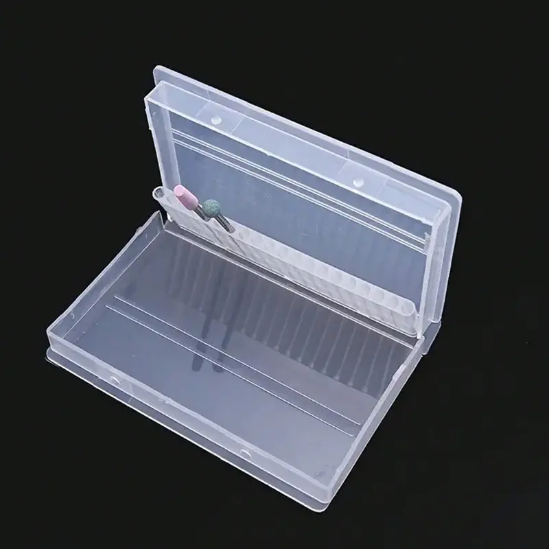 20 Holes Nail Drill Bits Storage Box Nail Grinding Head Holder Stand Display Cleanser Dustproof Cutter Manicure Organizer Stand
