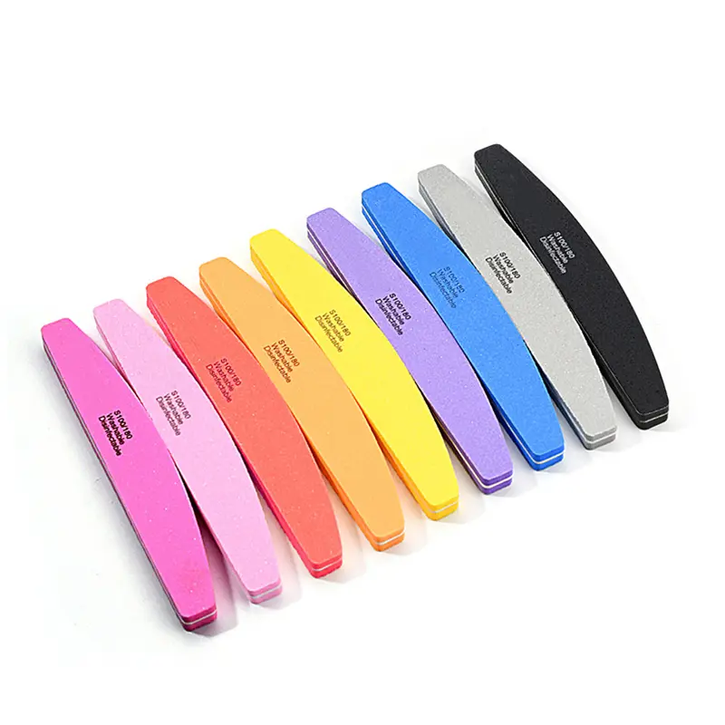 10pcs/lot Rhombus Halfmoon Double Side Nail files buffer 100/180 Polishing Grinding Manicure Pedicure Nail Buffers File Tools