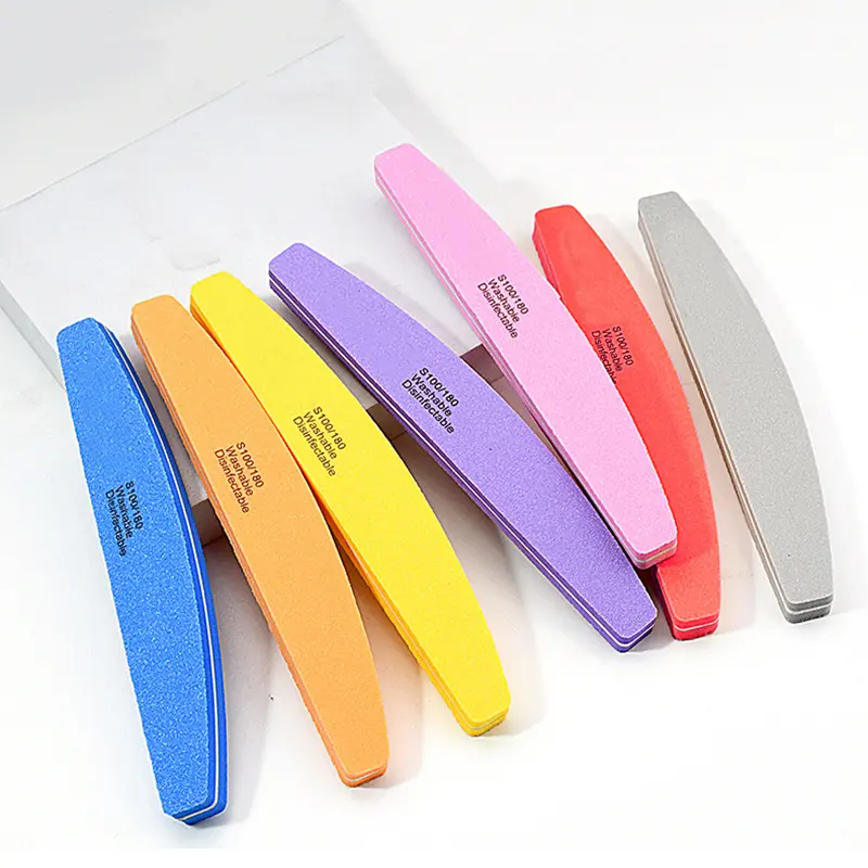 10pcs/lot Rhombus Halfmoon Double Side Nail files buffer 100/180 Polishing Grinding Manicure Pedicure Nail Buffers File Tools