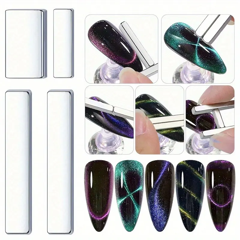 Nail Art 4pcs Magnetic Pen 3D Cat Eye Painting Nails Art Design Dual-Ended Magnet Wand Gel Polish Magic for Manicure DIY&Salon