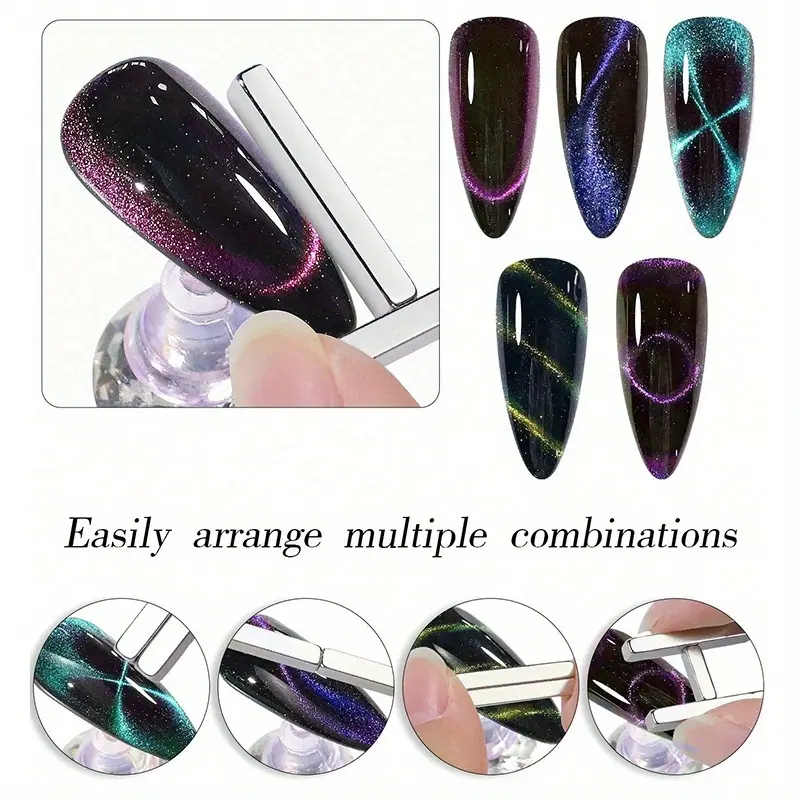 Nail Art 4pcs Magnetic Pen 3D Cat Eye Painting Nails Art Design Dual-Ended Magnet Wand Gel Polish Magic for Manicure DIY&Salon