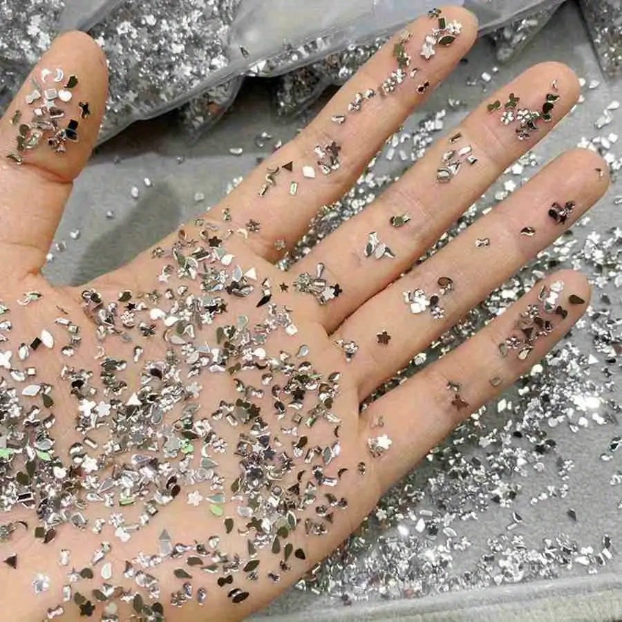 500/1000Pcs Mini Nail Art Rhinestones Crystal Resin Flatback Diamonds Mixed Shape Sparkle DIY Nail Luxury Manicure Decoration