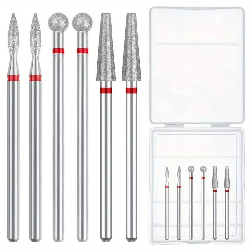 6Pcs Diamond Nail Drill Bit Set Milling Cutter for Manicure Cuticle Bits Electric Files Dead Skin Remove Tolls Accessories
