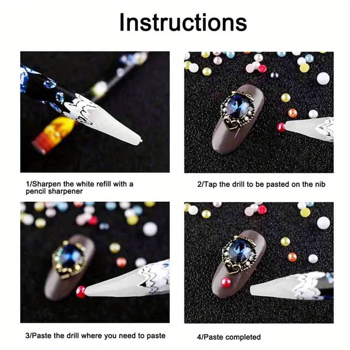 1/2/3/5PCS Nail Art Dotting Pencil Rhinestone Picker Contactless Pick Up Tool For Crystal Wax Pencil For Stones Nails Accessorie