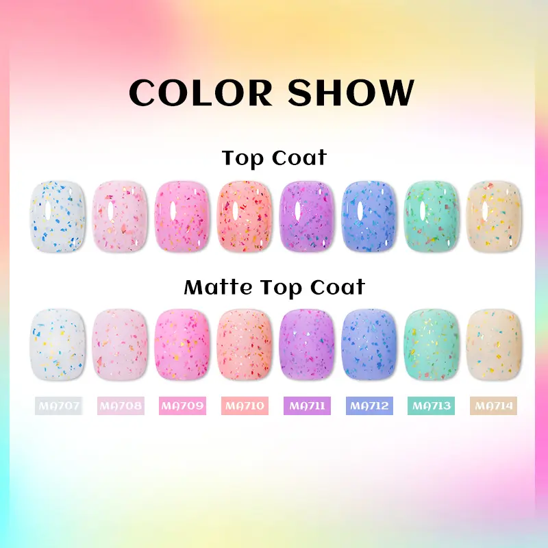 MEET ACROSS 7ml Golden Foil Glitter Gel Nail Polish UV/LED Soak-off Sparkling Foil Sequins Nail Art Gel Manicure Nail Supplies
