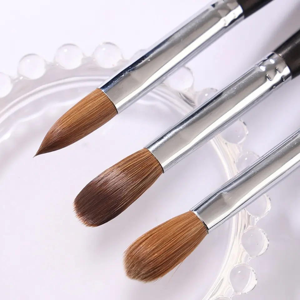 100% Kolinsky Hair Acrylic Nail Brush, Nail Art Brushes with Black Wood Handle, Acrylic Nail Tools for Beginner